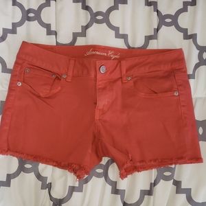 American Eagle Stretch Coral Red Jean Denim Shorts